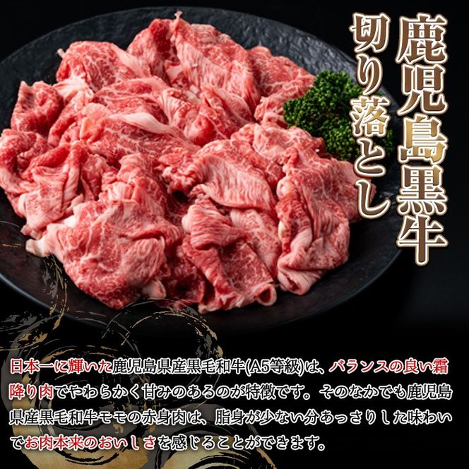 【0251719a】鹿児島県産黒毛和牛A5等級！しゃぶしゃぶすきやき用と切り落としセット(合計約1kg・各500g×2P) 牛肉 肉 和牛 冷凍 国産 鹿児島県産 お肉 モモ バラ 薄切り 切り落とし しゃぶしゃぶ すき焼き 冷凍 【前田畜産たかしや】