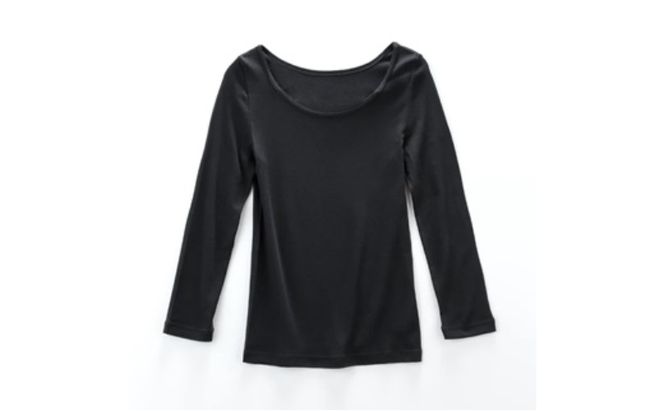 《絹生活研究所》インナー／レディース／8分袖／ブラック インナーウェア 下着 肌着 ファッション 服 女性 