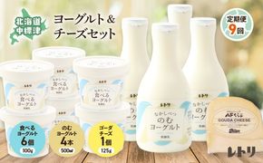 【定期便：全9回】北海道 のむヨーグルト500ml×4本と食べるヨーグルト×6個セット《ゴーダチーズ1個付き》【1102703】