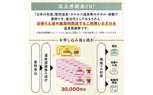 のぼりべつ温泉感謝券30,000円分 温泉 旅行 観光 北海道 チケット 温泉利用券 温泉券 のぼりべつ温泉感謝券 30000円 日本の名湯 登別温泉 カルルス温泉 ホテル登別国際観光 コンベンション協会 温泉旅館 温泉宿 温泉旅館 ホテル 温泉ホテル ふるさと納税 北海道 登別市