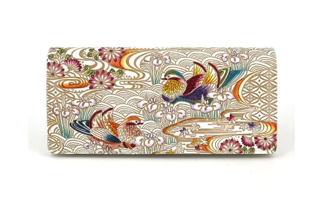 【文庫屋大関】束入れ おしどり＜橙色＞【皮革工芸品】 財布 お札 お札入れ 長財布 カード 小銭 牛革 手作り 日本製 墨田区 東京都