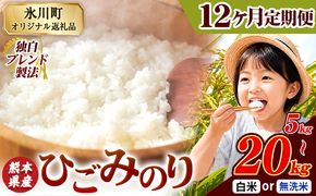 【12ヶ月定期便】ひごみのり 無洗米 も選べる 熊本県産 ブレンド米 5kg 10kg  20kg  熊本県産 ふるさと納税 無洗米 白米 精米 米 こめ ふるさとのうぜい コメ お米 おこめ《お申込み翌月から出荷》---hkw_lcl_797_mo12---