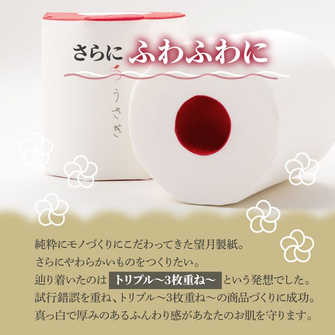 【望月製紙】トイレットペーパー 無香料 うさぎ8ロールギフトボックス 高級 トリプル 3枚重ね 22ｍ 純粋パルプ100％ やわらか 箱入り 贈答 プレゼント ギフト お祝い 高知県 土佐市【望月製紙株式会社】 [BQAR002]