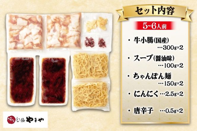 もつ鍋 博多もつ鍋やまや もつ鍋セット あごだし醤油味 5～6人前 ちゃんぽん麺 薬味付 [やまやコミュニケーションズ 福岡県 宇美町 um40azo860004] もつ鍋セット モツ鍋 国産 牛モツ 牛ホルモン