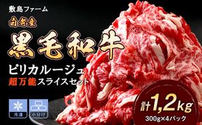白老産黒毛和牛1.2kgピリカルージュ超万能スライスセット（300ｇ×4パック） BF019
