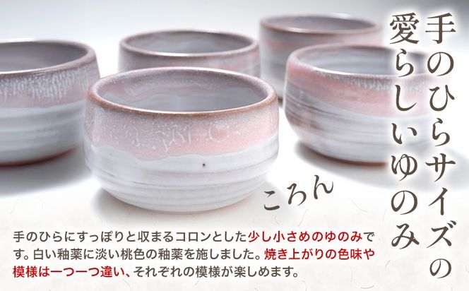 手のひらゆのみ ５つ組 吉備焼窯元 五代目 水川莉加《45日以内に出荷予定(土日祝を除く)》岡山県 笠岡市 湯のみ 湯呑み 小さめ 来客用 和食器 手作り 陶器 吉備焼---K-16a---
