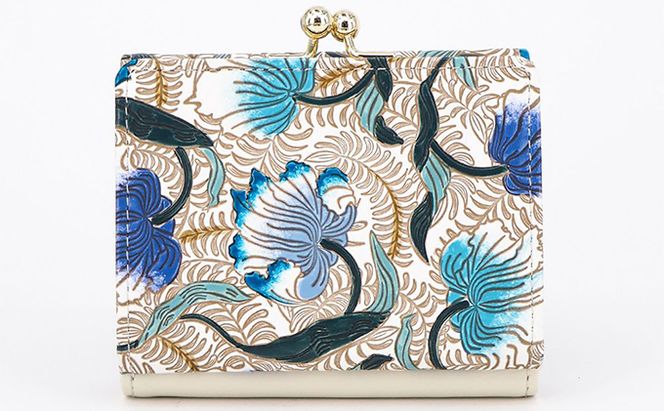 【文庫屋大関】三つ折りミニ財布　ノースガーデン（ターコイズ）【皮革工芸品】 ファッション 小物 民芸品 お札 カード 小銭 手のひらサイズ コンパクト 牛革 手作り 国産 