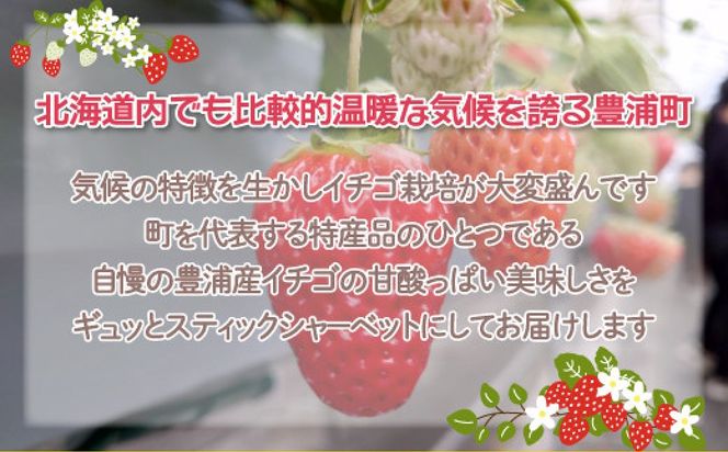 北海道 豊浦産 いちご果肉入り！ 50g × 10本 イチゴシャーベット シャーベット いちご 苺 イチゴ くだもの 果物 フルーツ デザート 果肉 レモン 果汁 国産 北海道産 果実 冷凍