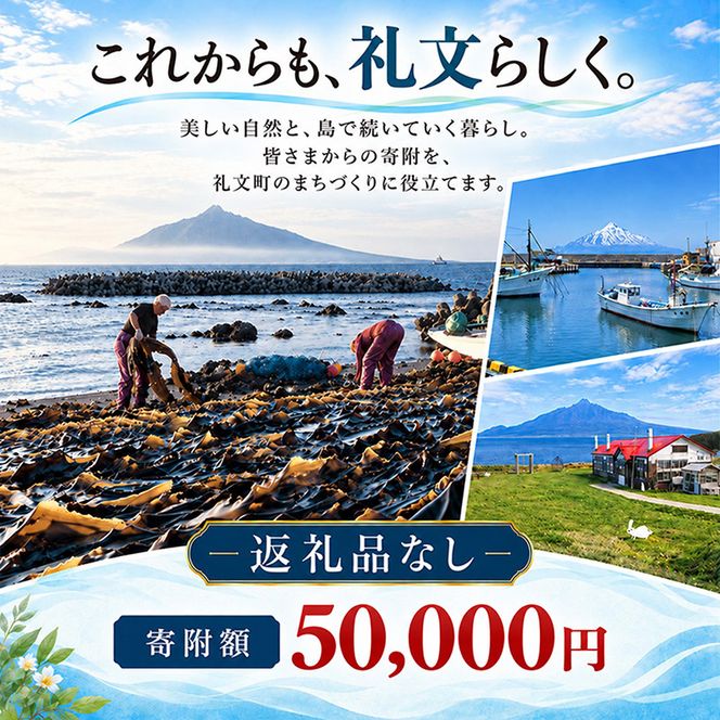 【返礼品なし】北海道 礼文町 ふるさと応援寄附金 50,000円コース ［北海道礼文町］【 寄附のみ 応援 支援 礼文島 地域貢献 自然保護 地方創生 まちづくり ふるさと納税 】