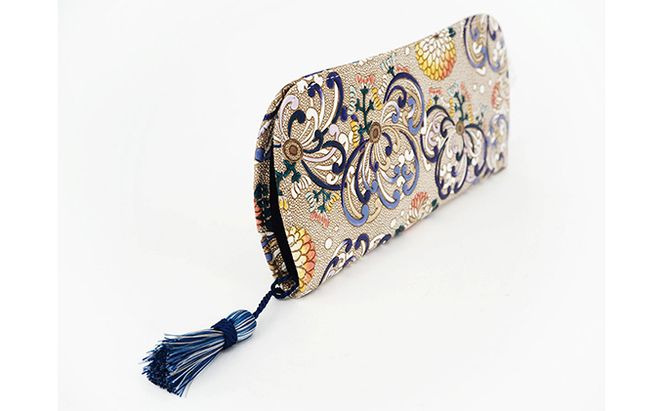 【文庫屋大関】メガネケース　乱菊＜青紫＞【皮革工芸品】 ファッション小物 民芸品 