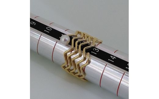 20-09伊勢志摩あこや本真珠リング(ギザギザ)真鍮製