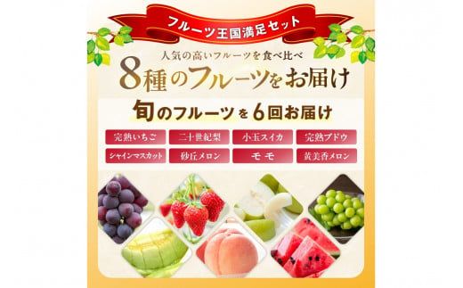 【先行予約／フルーツ定期便6回】旬の果物厳選！京丹後フルーツ王国満足セット（完熟イチゴ・小玉スイカ・桃・メロン・完熟ブドウ＆シャインマスカット食べ比べ・二十世紀梨）（2026年2月中旬～発送）　YK00518