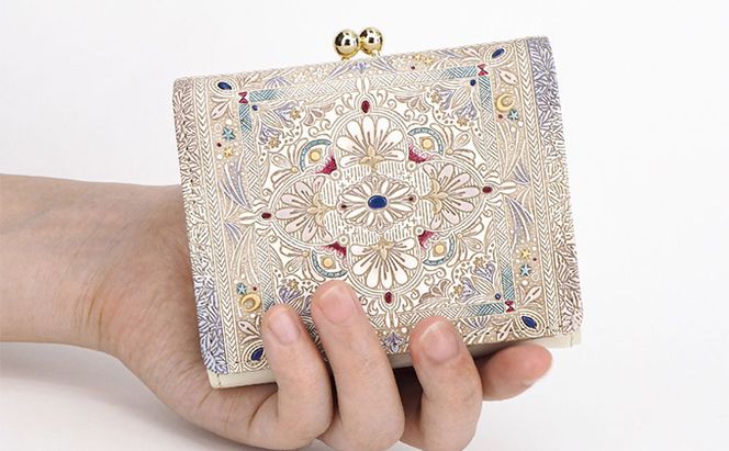 【文庫屋大関】三つ折りミニ財布　夢幻のタピ【皮革工芸品】 ファッション 小物 民芸品 お札 カード 小銭 手のひらサイズ コンパクト 大人かわいい 牛革 手作り 国産 