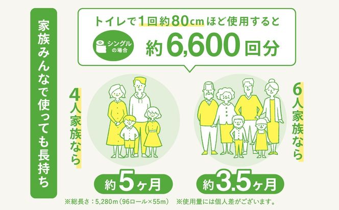 ビーム55S シングル/日用品 トイレットペーパー 消耗品 備蓄 古紙 再生紙100％ 環境にやさしい 美濃桜製紙 防災 エコ 生活用品  エンボス加工