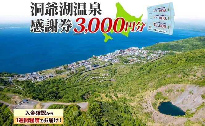 洞爺湖温泉感謝券 3000円 分 金券 クーポン 洞爺湖 湖 温泉 リゾート 有珠山 火山 自然 花火 イルミネーション 旅行 観光 宿泊 施設 北海道 