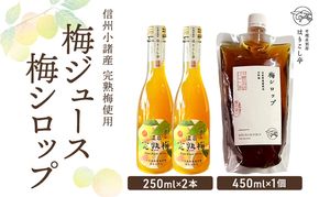 梅ジュース250ml×2本＆梅シロップ450ml×1個　中棚温泉　長野　信州　小諸