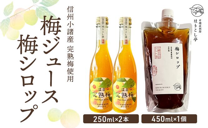 梅ジュース250ml×2本＆梅シロップ450ml×1個　中棚温泉　長野　信州　小諸