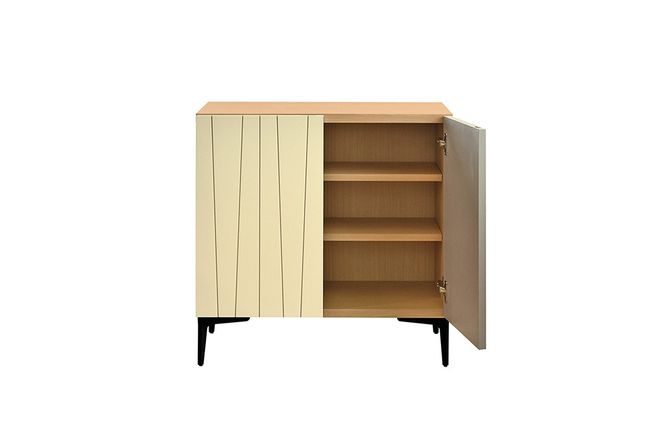 ホルカ 75 サイドボード【グレー 完成品 バイカラー モダン デザイン収納 コンパクト】(H062387)