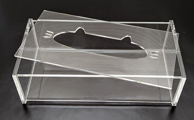 アクリル ネコ ティッシュBOX 雑貨 日用品 クリア ペーパータオル マスク 透明 手作り 