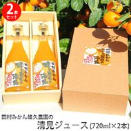 田村みかん蜂久農園の清見がっつりしぼったでぇ　清見ジュース(720ml×2本)　※2026年4月以降に順次発送予定