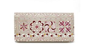 【文庫屋大関】束入れ 錦紗＜ピンク＞【皮革工芸品】 財布 お札 お札入れ 長財布 カード 小銭 牛革 手作り 日本製 墨田区 東京都