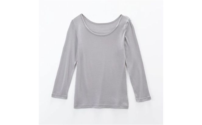 《絹生活研究所》インナー／レディース／8分袖／グレー インナーウェア 下着 肌着 ファッション 服 女性 