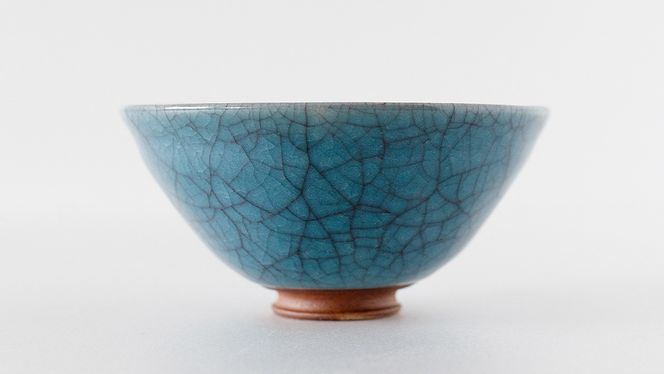 【氷裂貫入青瓷】抹茶茶碗 （小野寺裕司 作） 径13.5cm×高さ6.8cm | 茶碗 湯飲み 夫婦湯飲み 陶器 陶芸 お茶 食器 [EW40-NT]