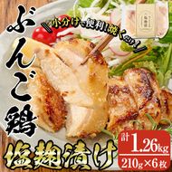 大分県産 ぶんご鶏の自家製塩麹漬け(計1.26kg・210g×6枚)国産 鶏肉 ステーキ タンパク質 簡単 調理 冷凍 大分県 佐伯市【AN109】【ぶんご銘醸 (株)】