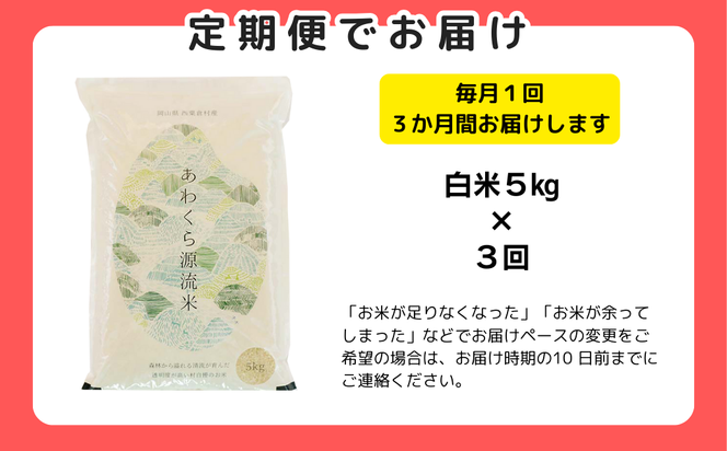 【3回定期便】白米 5kg 令和6年産 あきたこまち 岡山 あわくら源流米 K-bf-BDCA