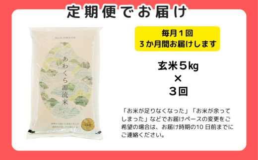 【3回定期便】玄米 5kg 令和6年産 コシヒカリ 岡山 あわくら源流米 K-ab-BDCA