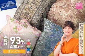 【訳あり】甲州羽毛ふとん　二層式本掛けふとんホワイトグースダウン93%（シングル/お任せ柄）　【選べる 暖色 / 寒色】　羽毛布団 シングル 本掛け布団 ふとん 寝具 掛けふとん 本掛け 布団 回収キット付き 山梨 富士吉田
