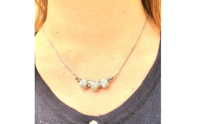 組紐ネックレスミニ小田巻3個銀 hrkz0019-2