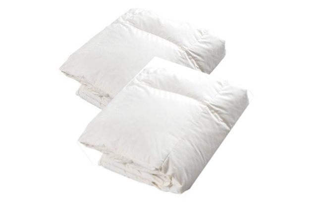 2枚組【春夏用羽毛肌掛け布団】洗える肌布団シングルダウン90％0.3kg日本製洗濯可クリーム2枚セット 寝具 軽量 抗菌 消臭 立体キルト 