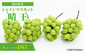 ぶどう 2026年 先行予約 シャイン マスカット 晴王 4房（1房480g以上）約2kg マスカット 岡山県産 国産 フルーツ 果物 ギフト 上品な香り 高級ぶどう 高級シャインマスカット 大粒 種なし 皮ごと[№5735-1480]