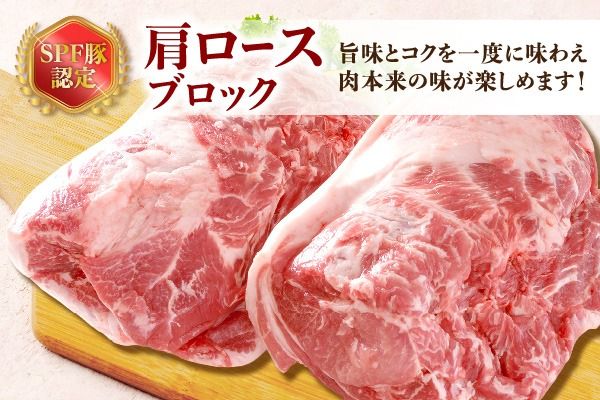 山形県庄内SPF豚 最上川ポーク肩ロースブロック 4kg（2kg×2） 国産 豚肉 冷蔵便