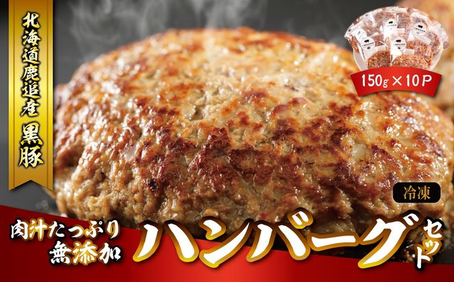 鹿追産　自然放牧黒豚　肉汁たっぷり無添加ハンバーグセット　150ｇ×10 SKN019