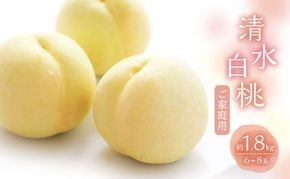 桃 2026年 数量限定 白桃 清水白桃  約1.8kg 6～8玉 ご家庭用 フルーツ 果物 岡山 赤磐市産