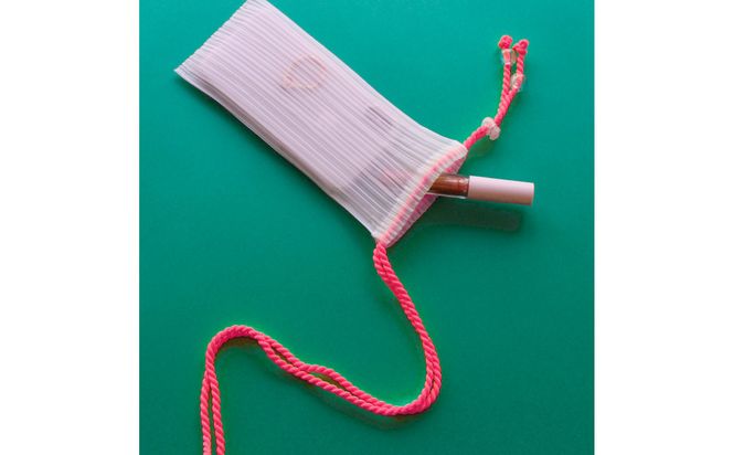 香川県産 プリーツ ポシェット・ストライプ［ ピンク １点］軽やかで上品な透け感のあるサコッシュ 372013_LJ014VC04