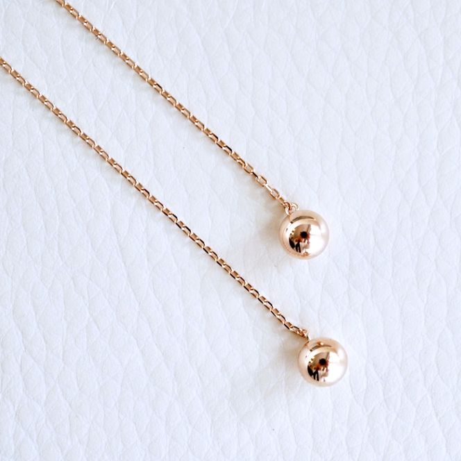 K18PG(18金) ローズゴールド 地金 ボール チェーン ピアス シンプル 保証書付 KO-0073 242-033-c