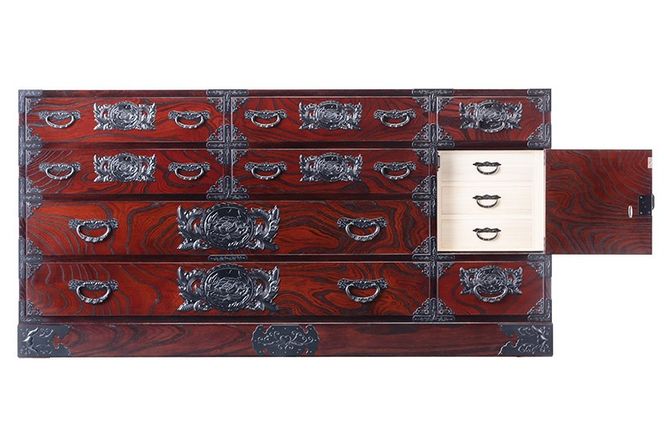 仙台箪笥 五尺横長箪笥75 拭き漆塗り (申込書返送後、1ヶ月～6ヶ月程度でお届け)|06_kyk-060301