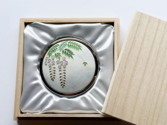 七宝焼のコンパクトミラー【有線 藤の花】