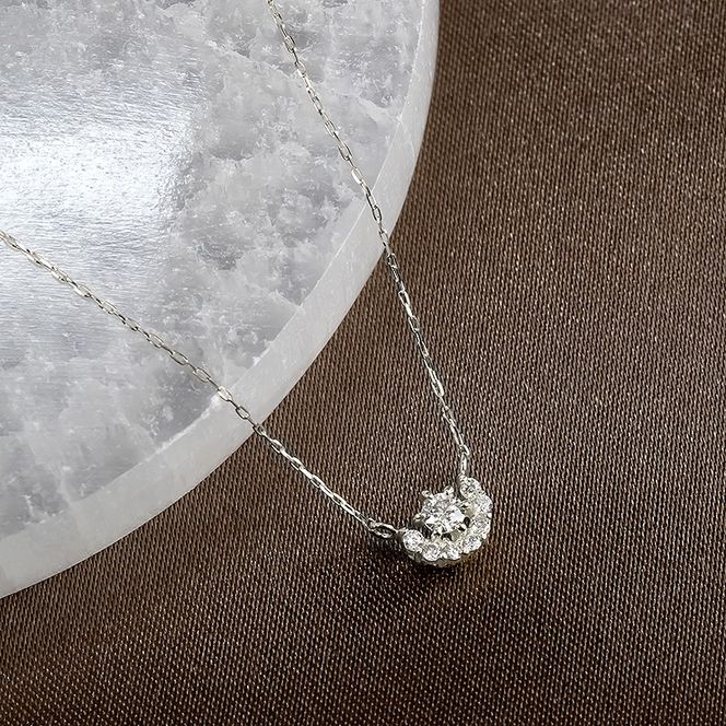 プラチナ ネックレス レディース ダイヤモンド ハーフヘイロー 金属アレルギー 対応 pt900 pt850 ペンダントトップ グリームカットチェーン ジュエリー 人気 シンプル 普段 使い 230524101dpn SWAA323