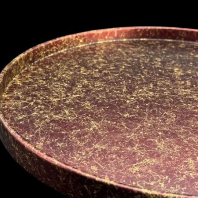 木製 丸トレイ 乱糸（マット仕上げ）赤溜［NF65］ 303446_CU90034VC01