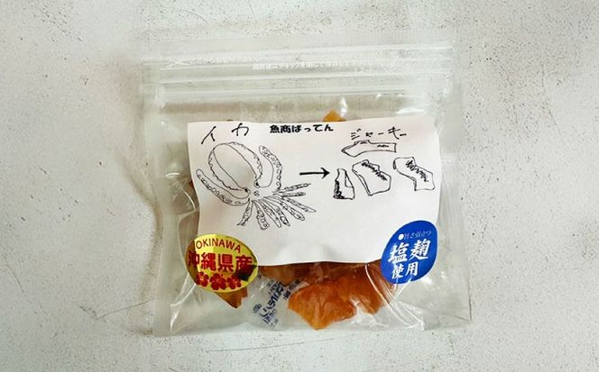 お魚屋さんの手作り 塩麹入りイカジャーキー (4袋) お魚屋さん 手作り イカジャーキー いか ジャーキー 塩麹 沖縄市 / 魚商ばってん[BCCE007]