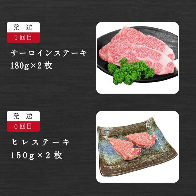 【定期便 全6回】宮崎県西ノ原牧場・なかにし和牛ステーキ定期（牛肉 黒毛和牛 お肉 ステーキ 赤身 モモ サーロイン ヒレ 定期便）