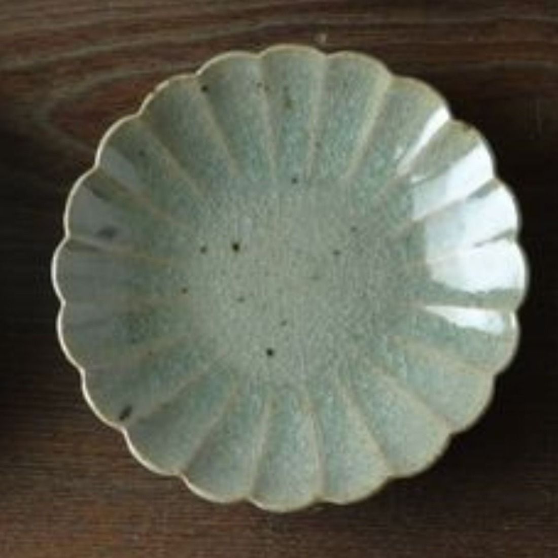 砥部焼 菊型皿セット(直径約17cm×2枚) 緑 IKTS011-5