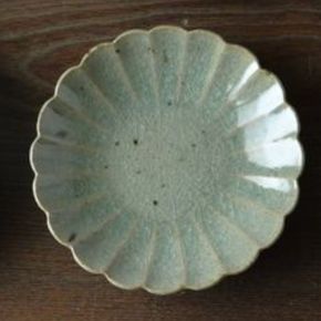 砥部焼 菊型皿セット（直径約17cm×2枚） 緑 IKTS011-5