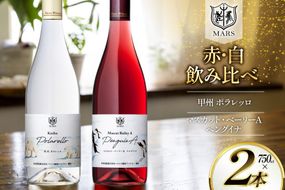 【限定醸造】 ワイン シャトーマルス 赤 白 飲み比べ 2本 [本坊酒造 マルス穂坂ワイナリー 山梨県 韮崎市 20745559] ふるさと納税 酒 お酒 白ワイン 赤ワイン 果実酒 中口 ライトボディ 国産 飲み比べセット
