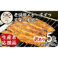 【0603716a-om】【生産者応援品】＜訳あり・数量限定＞鹿児島県産東串良町のうなぎ蒲焼(5尾・計650g以上・秘伝のタレ付き)＆訳あり蒲焼セット うなぎ 高級 ウナギ 鰻 国産 蒲焼 蒲焼き たれ 鹿児島 訳あり 【うなぎ太郎】