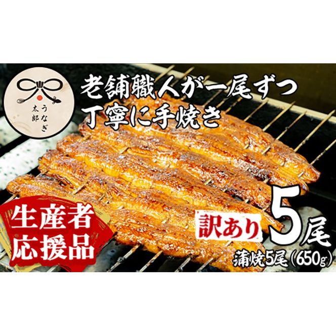 【0603716a-om】【生産者応援品】＜訳あり・数量限定＞鹿児島県産東串良町のうなぎ蒲焼(5尾・計650g以上・秘伝のタレ付き)＆訳あり蒲焼セット うなぎ 高級 ウナギ 鰻 国産 蒲焼 蒲焼き たれ 鹿児島 訳あり 【うなぎ太郎】